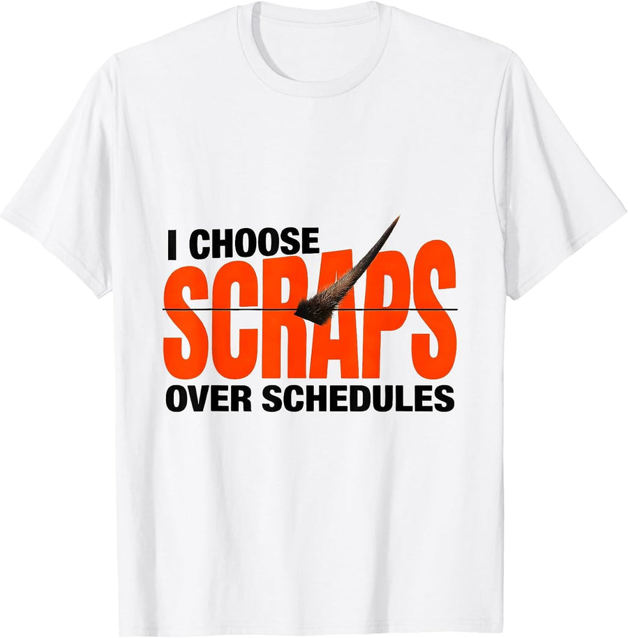 Men's I Choose Scraps Over Schedules Funny Raccoon Opossum Animal T-Shirt - White