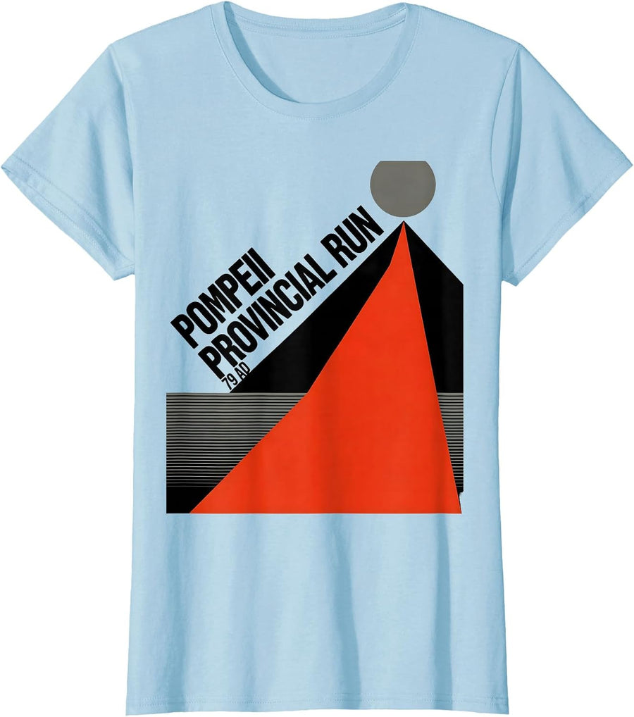 Women's Pompeii Provincial Run 79 AD Funny Volcano Geography T-Shirt - Baby Blue