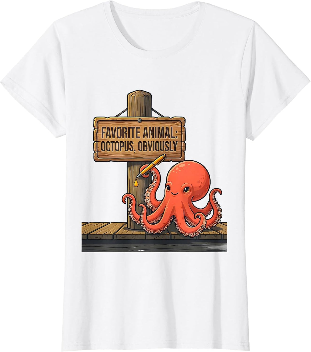 Women's Favorite Animal: Octopus, Obviously Cute Ocean Wildlife T-Shirt - White