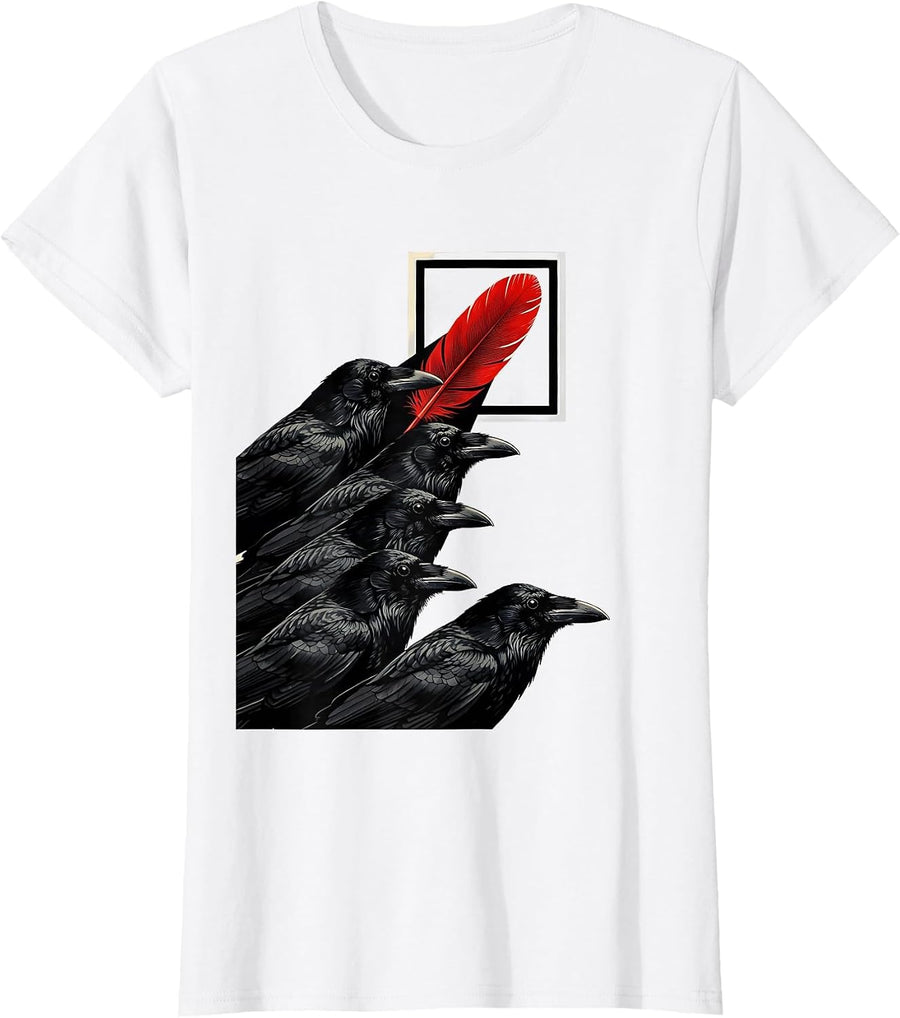 Women's Attempted Murder Crow Pun Dark Humor Gothic Bird Lover T-Shirt - White