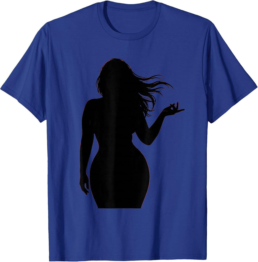 Seductive Finger Curl Illustration Graphic T-Shirt - Royal Blue