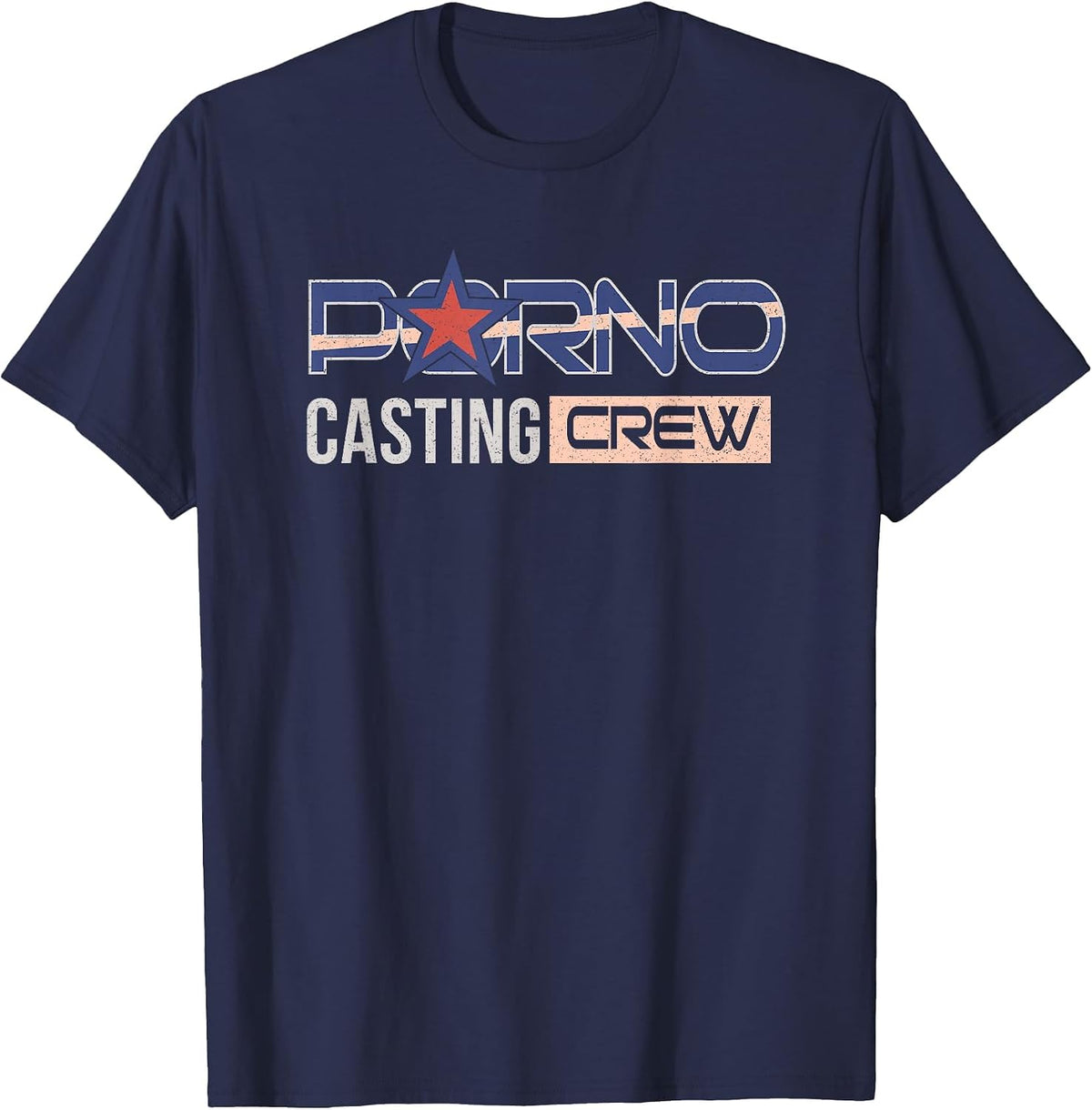 Porno Casting Crew Funny Porn Star Halloween Costume T-Shirt - Navy Blue