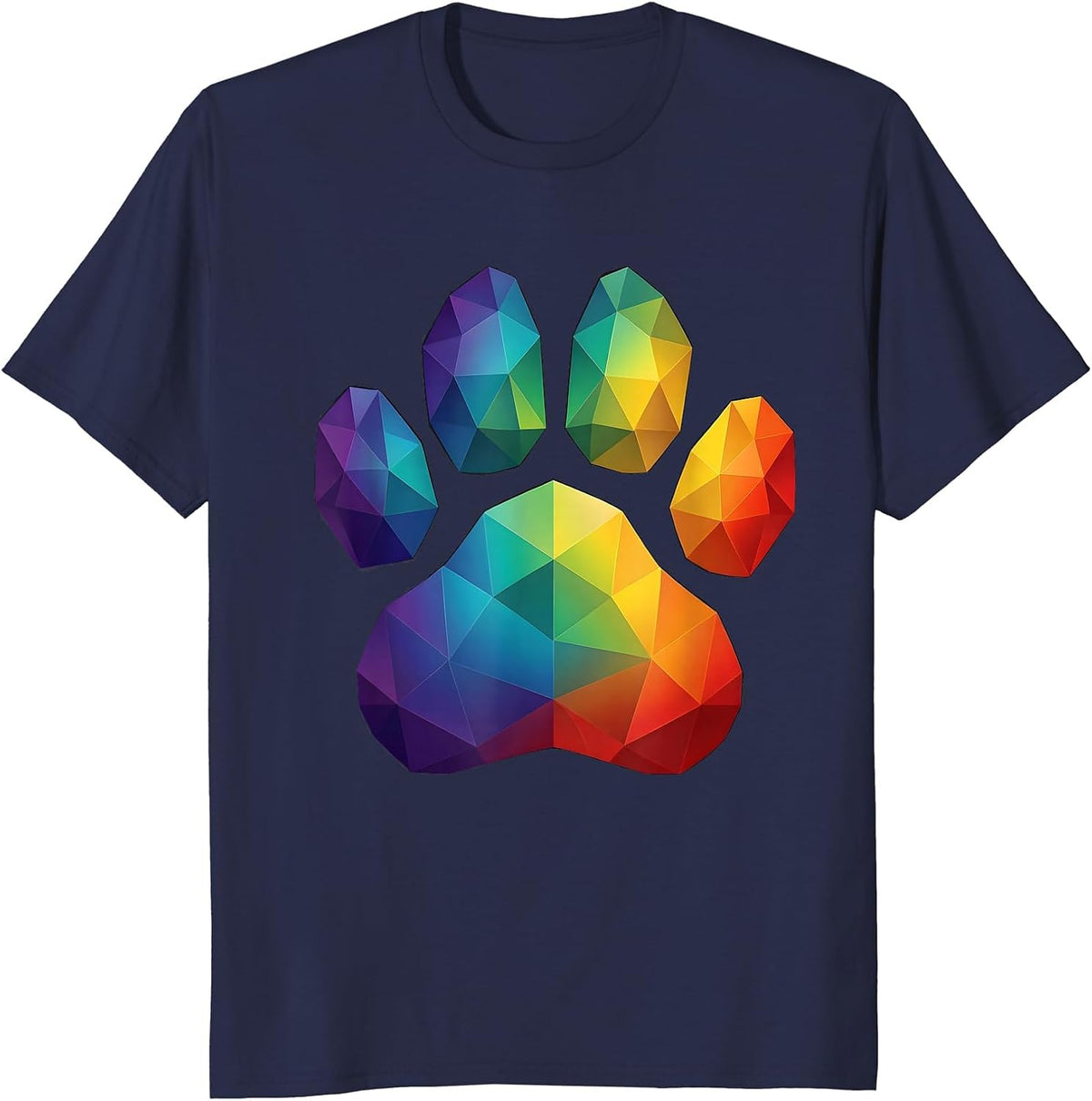 Geometric Bear Paw Rainbow Pride Graphic T-Shirt - Navy Blue