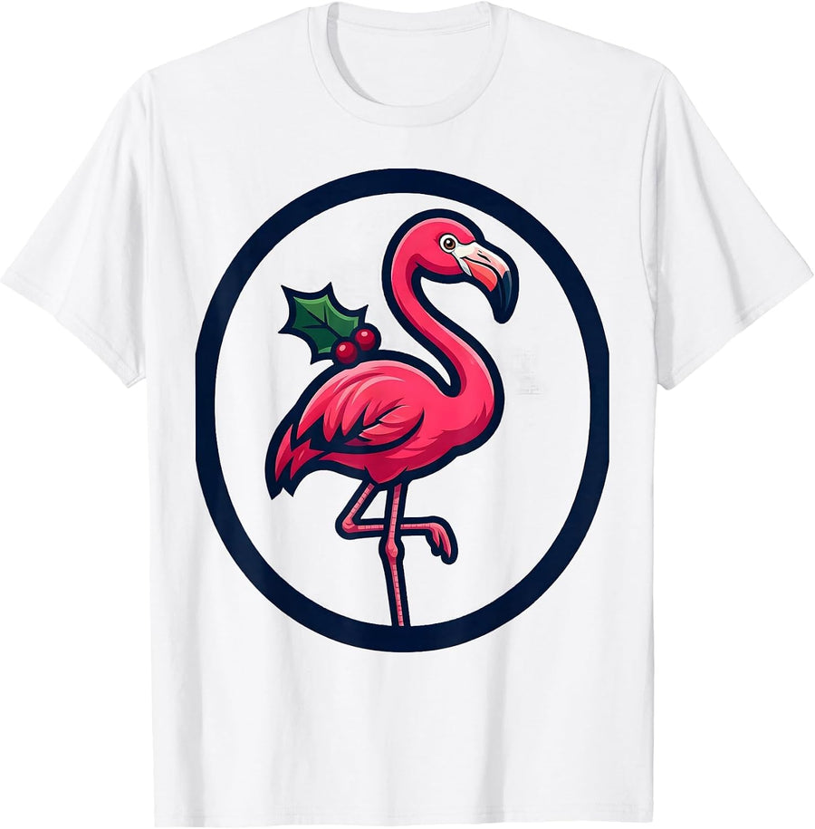 Men's Pink Flamingo Holiday Mascot Novelty Gift T-Shirt - White