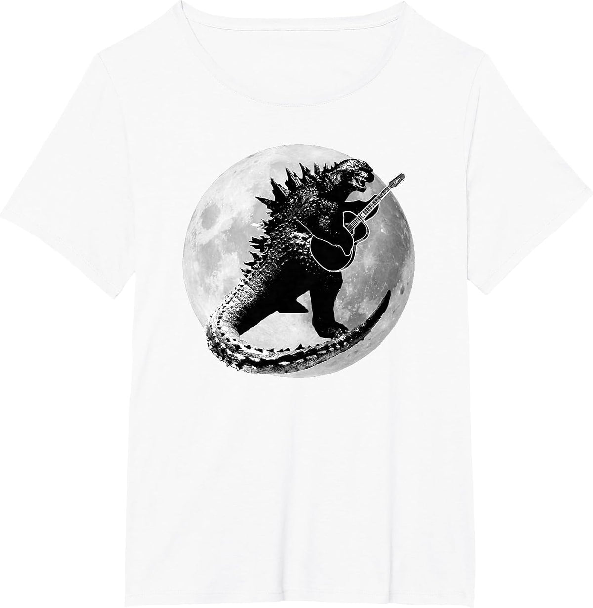 Dinosaur Playing Guitar Electric Acoustic Led Rock T-Shirt T-Shirt - White