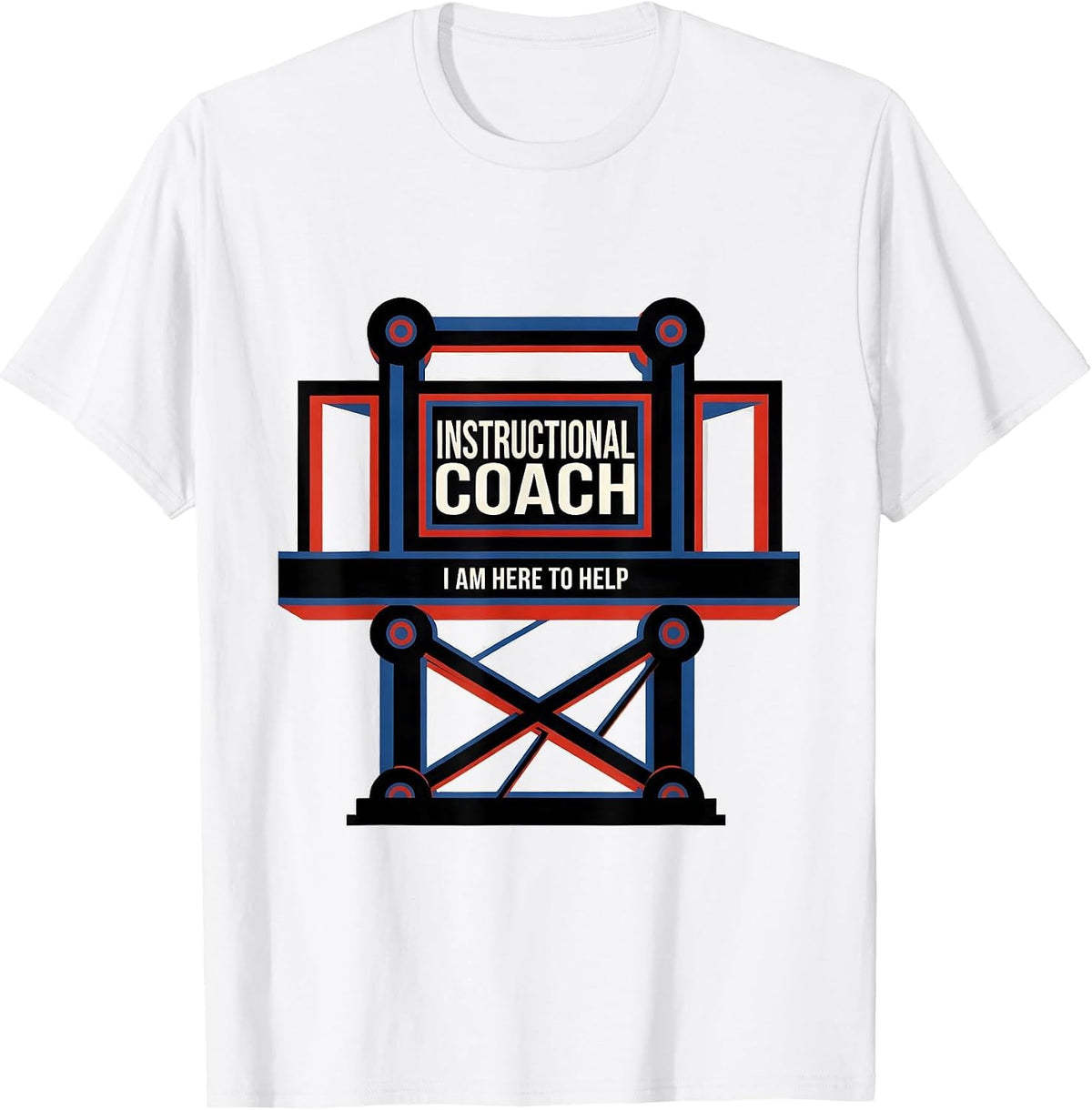 Men's Instructional Coach I Am Here To Help Bauhaus Modernist T-Shirt - White
