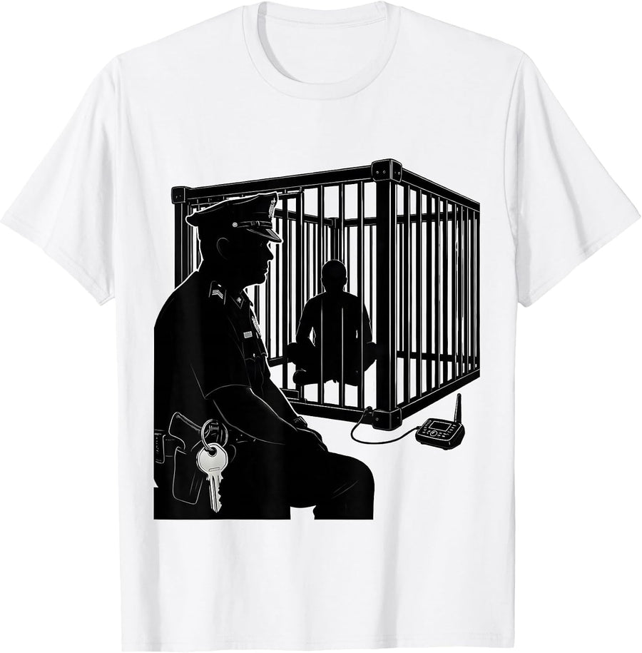 Men's Correction Officer Silhouette Gift For Cops And Law T-Shirt - White