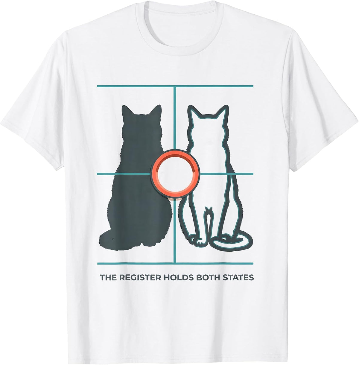 Men's The Register Holds Both States Funny Physics Nerd Cat Lover T-Shirt - White