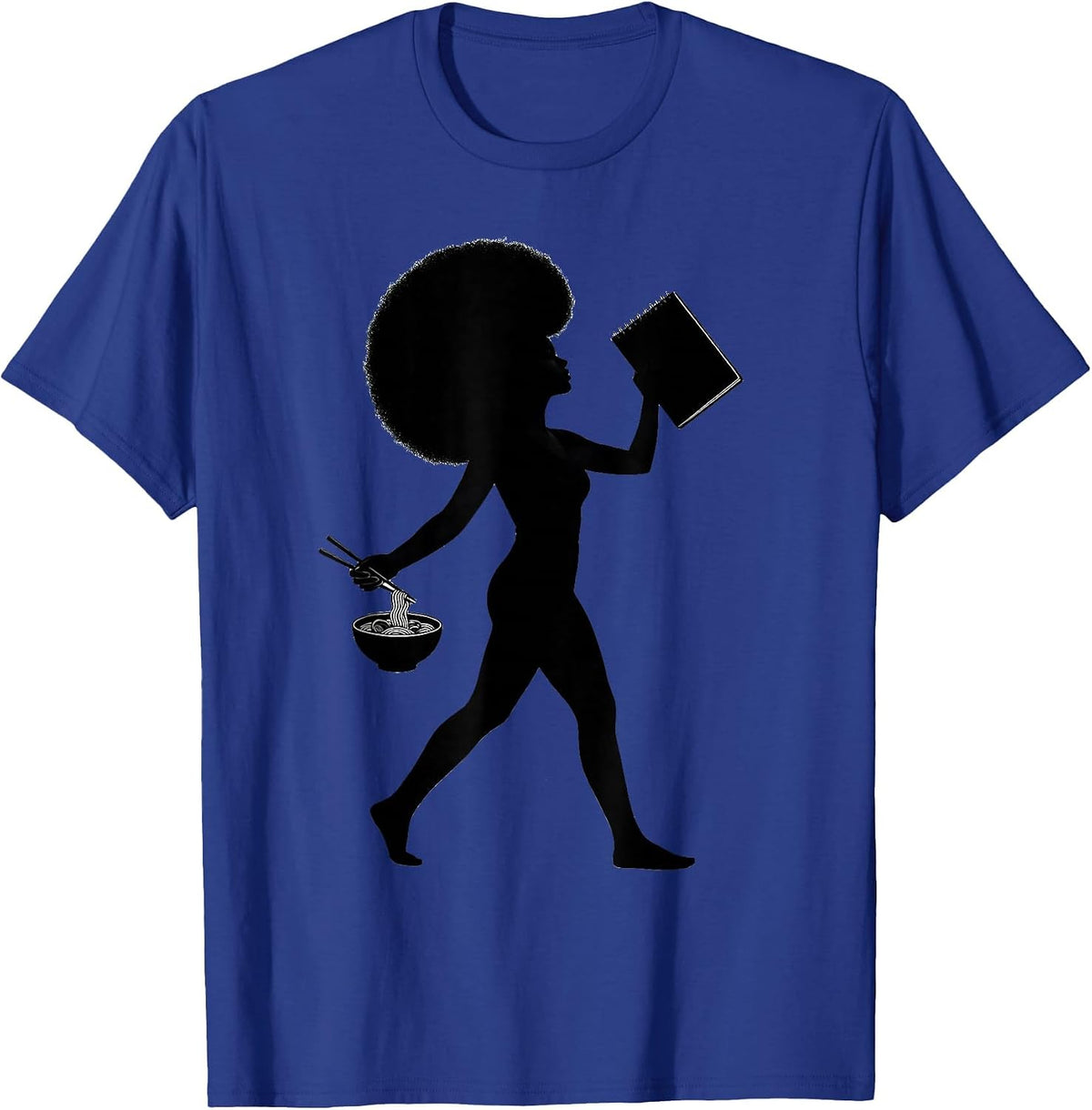 Men's Afro Anime Girl Sketching Ramen Lover Art T-Shirt - Royal Blue
