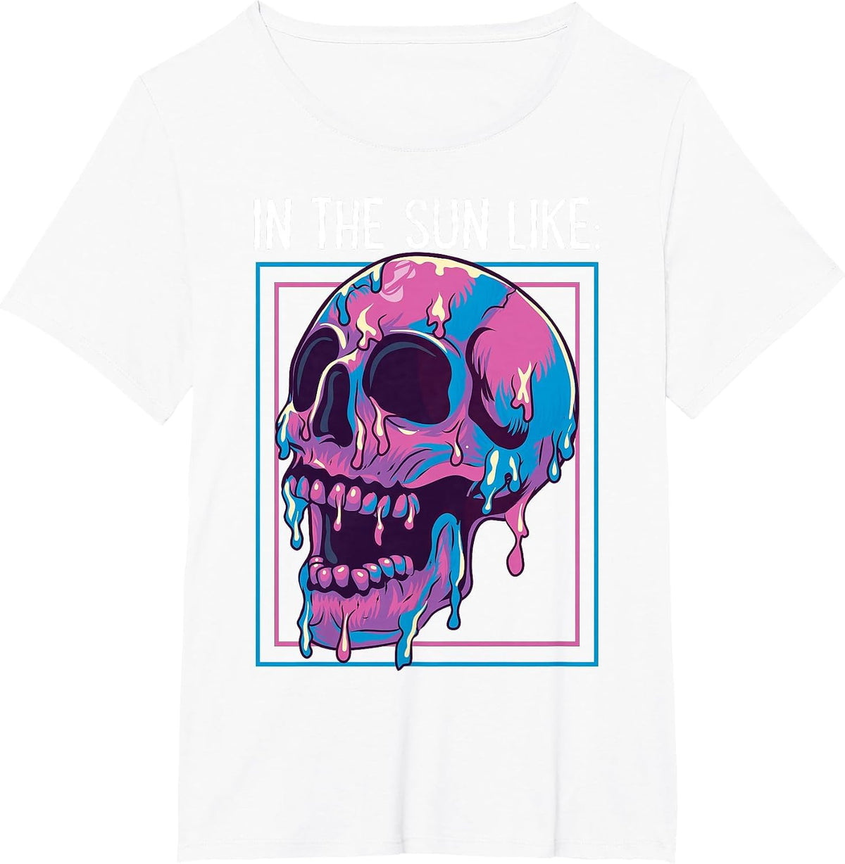 Pastel Goth Melting Skull in The Sun Like T-Shirt - White
