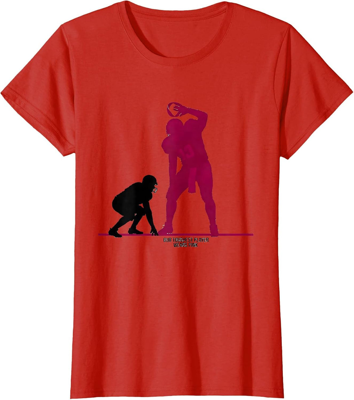Our Toughest Player Wears Pink Football Breast Cancer T-Shirt - Red