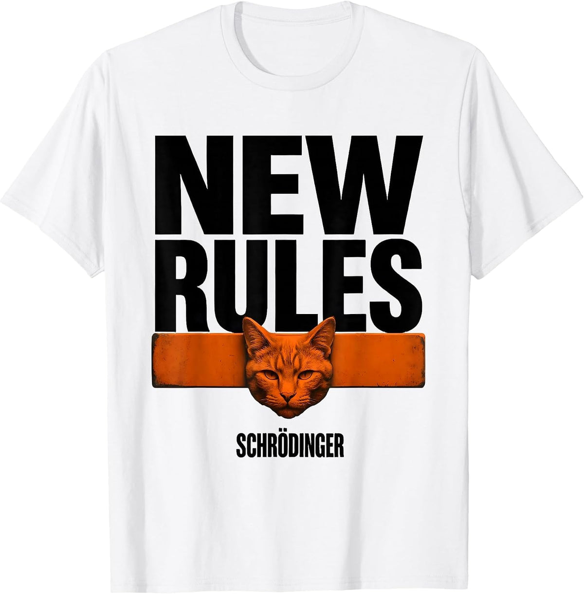 Men's New Rules Schrödinger Brutalist Quantum Physics Humor T-Shirt - White