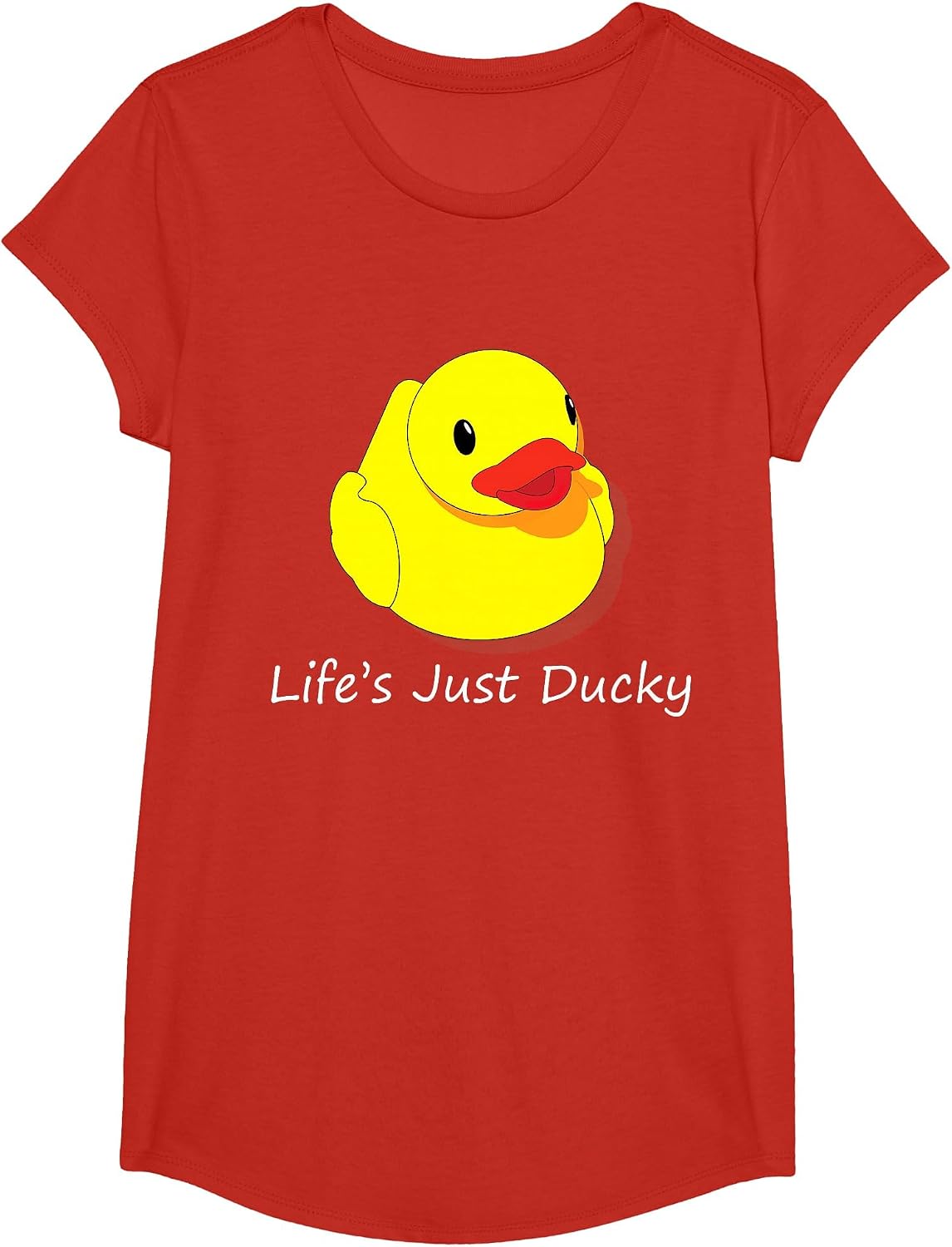 Life’s Just Ducky Cute Yellow Rubber Duck Art T-Shirt - Girls Red