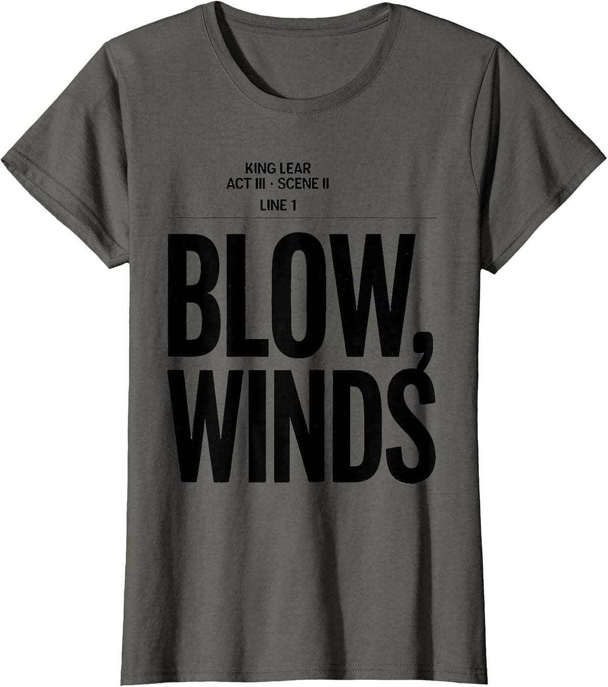 Women's Blow, Winds Literary Humor Shakespeare Fan T-Shirt - Asphalt Grey