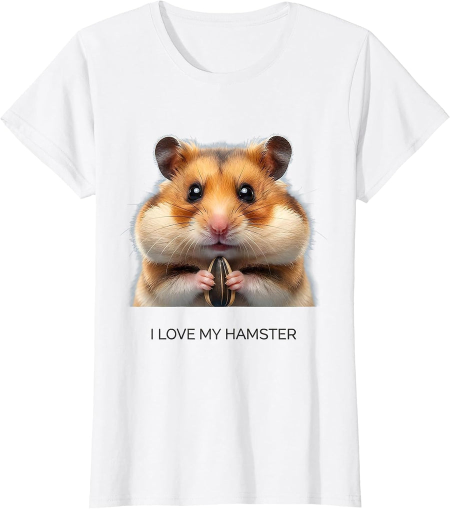 Women's I Love My Hamster Cute Kawaii Hamster Lover Gift for Kids T-Shirt - White