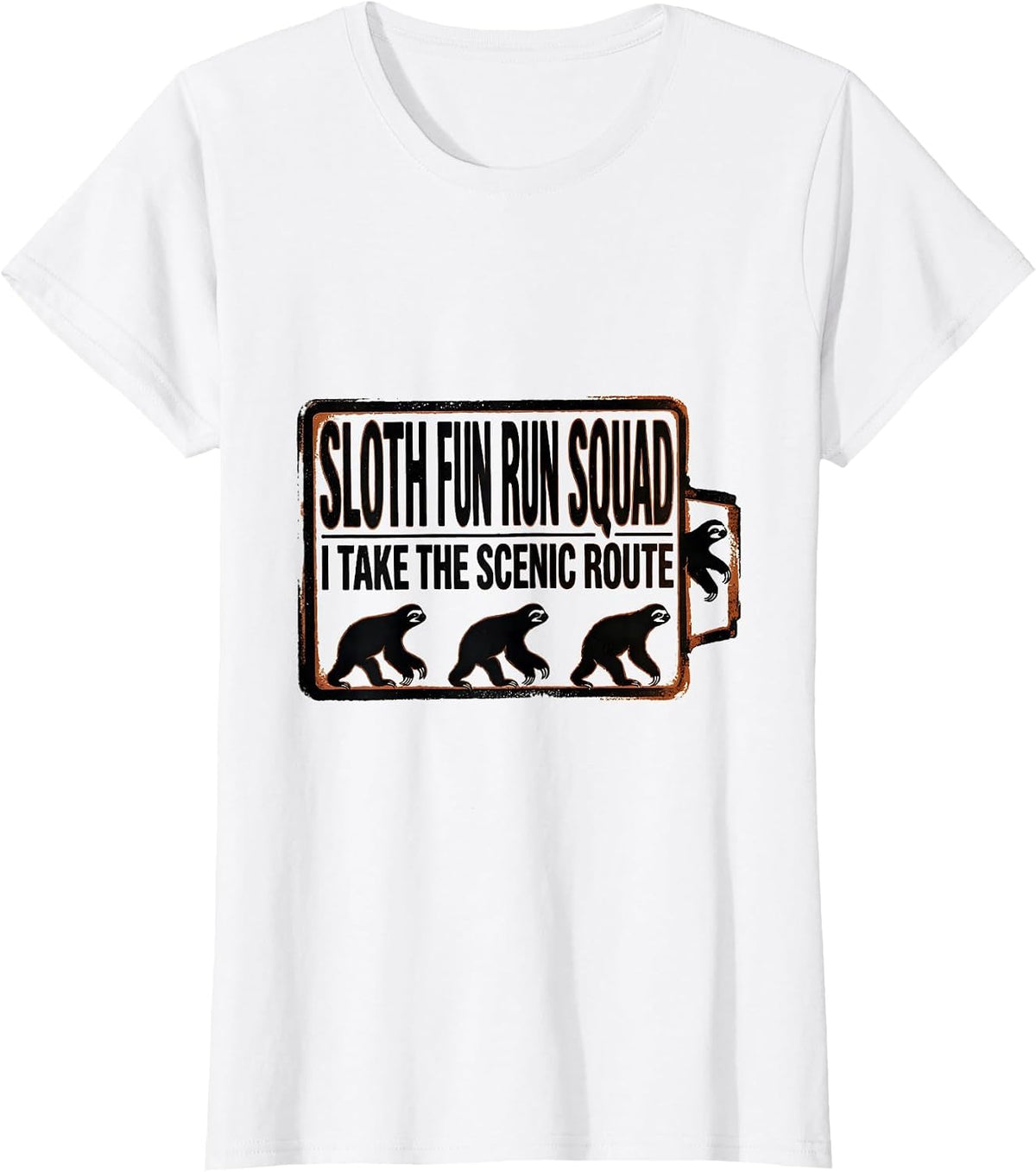 Women's Sloth Fun Run Squad I Take The Scenic Route Funny T-Shirt - White