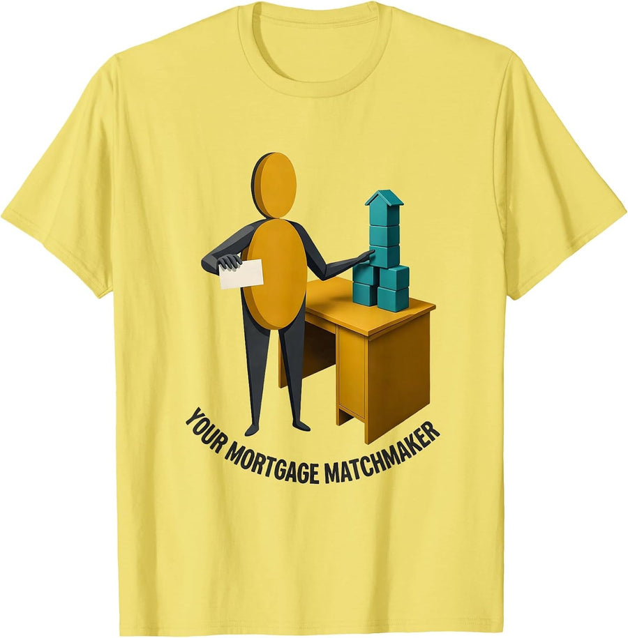 Men's Your Mortgage Matchmaker Midcentury Modern Realtor Humor T-Shirt - Lemon Yellow