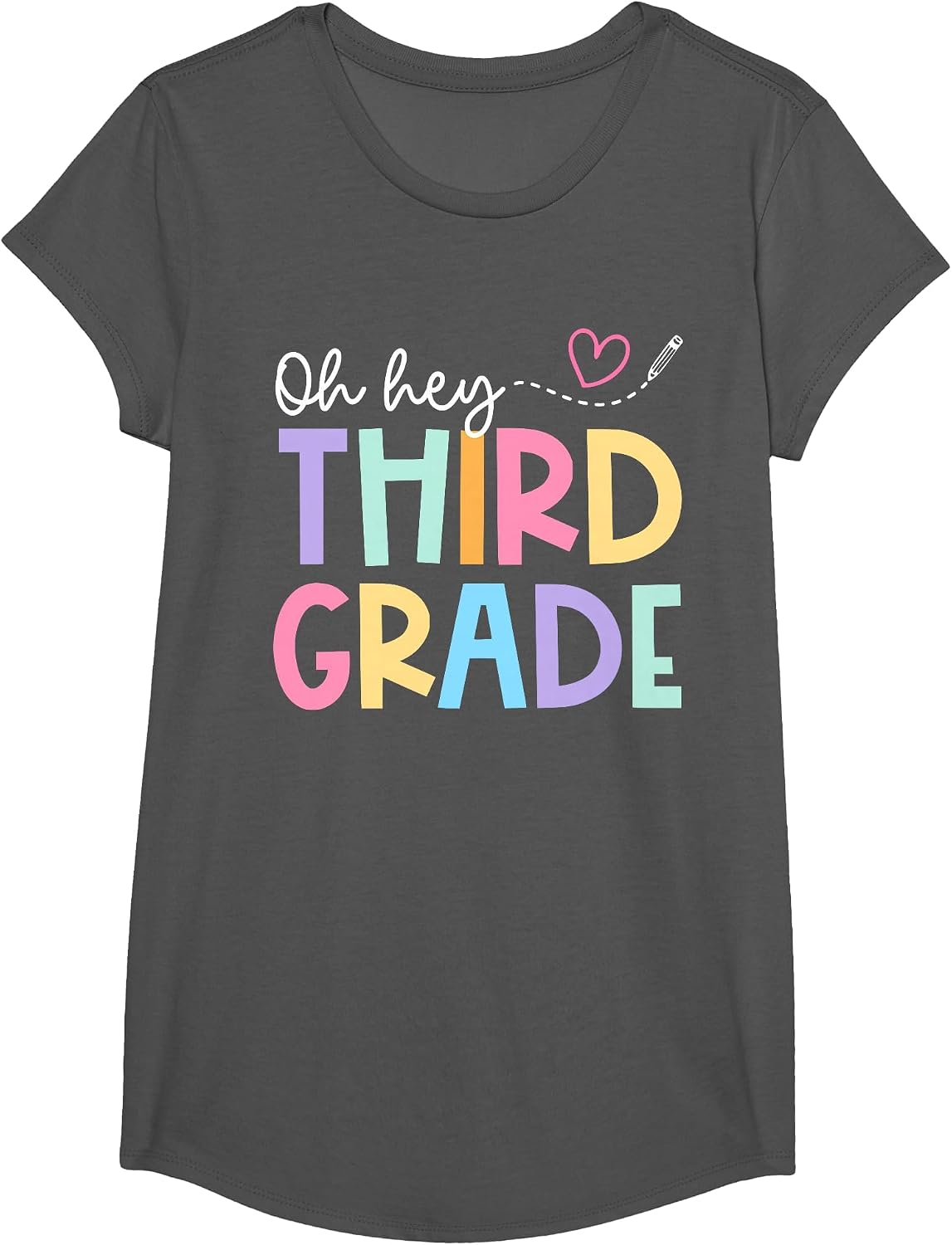 Back to School Oh Hey Third Grade Teachers Women Student T-Shirt - Girls Asphalt Grey