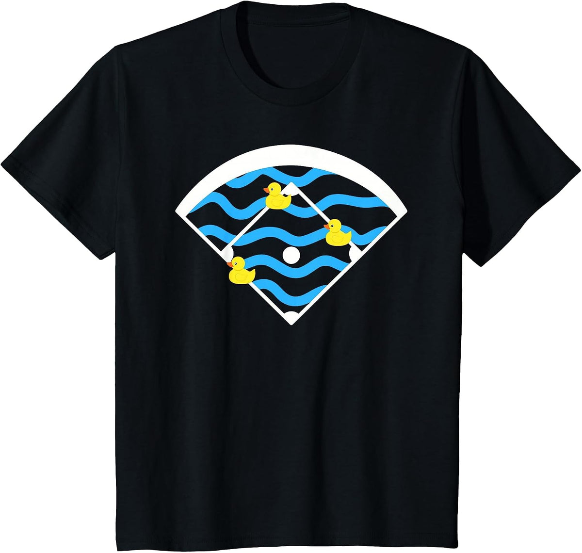 Ducks Left on the Pond Funny Baseball Field T-Shirt - Black