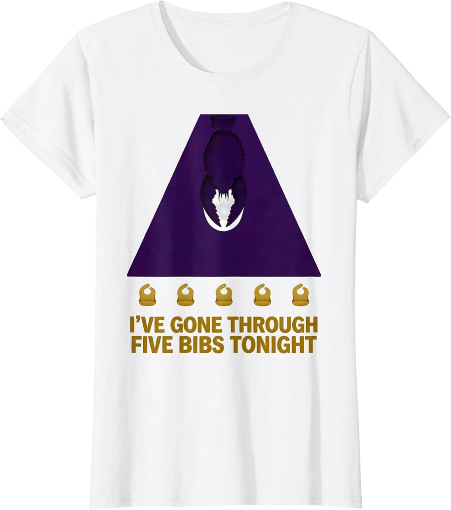 Women's I've Gone Through Five Bibs Tonight Funny Mardi Gras T-Shirt - White