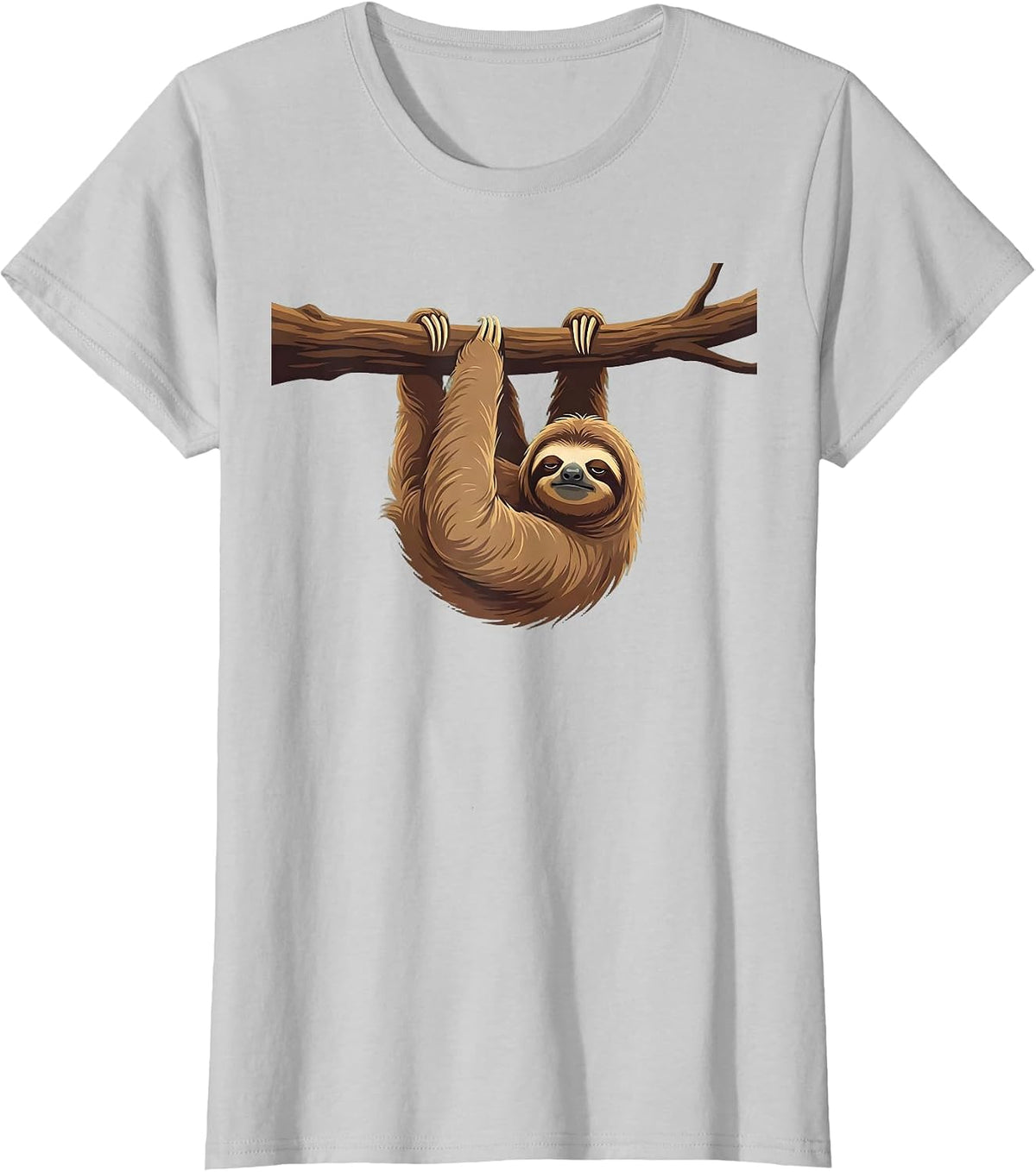Unimpressed Sloth Hanging From a Branch T-Shirt - Silver Grey
