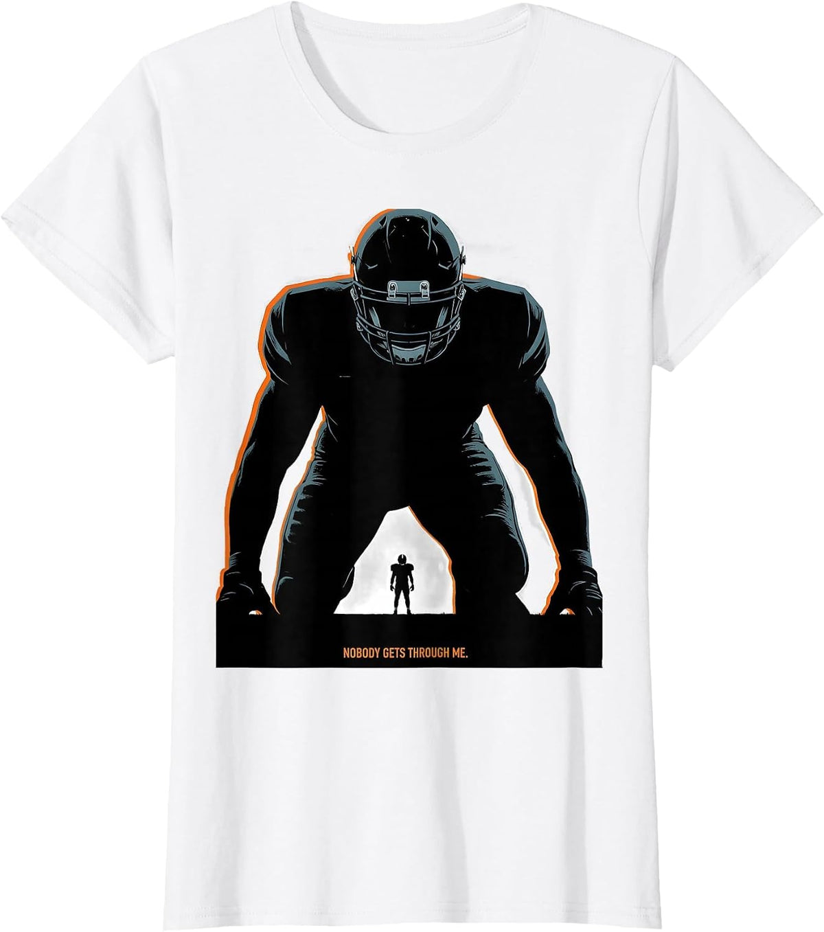 Women's Nobody Gets Through Me Funny Football Lineman Offensive T-Shirt - White