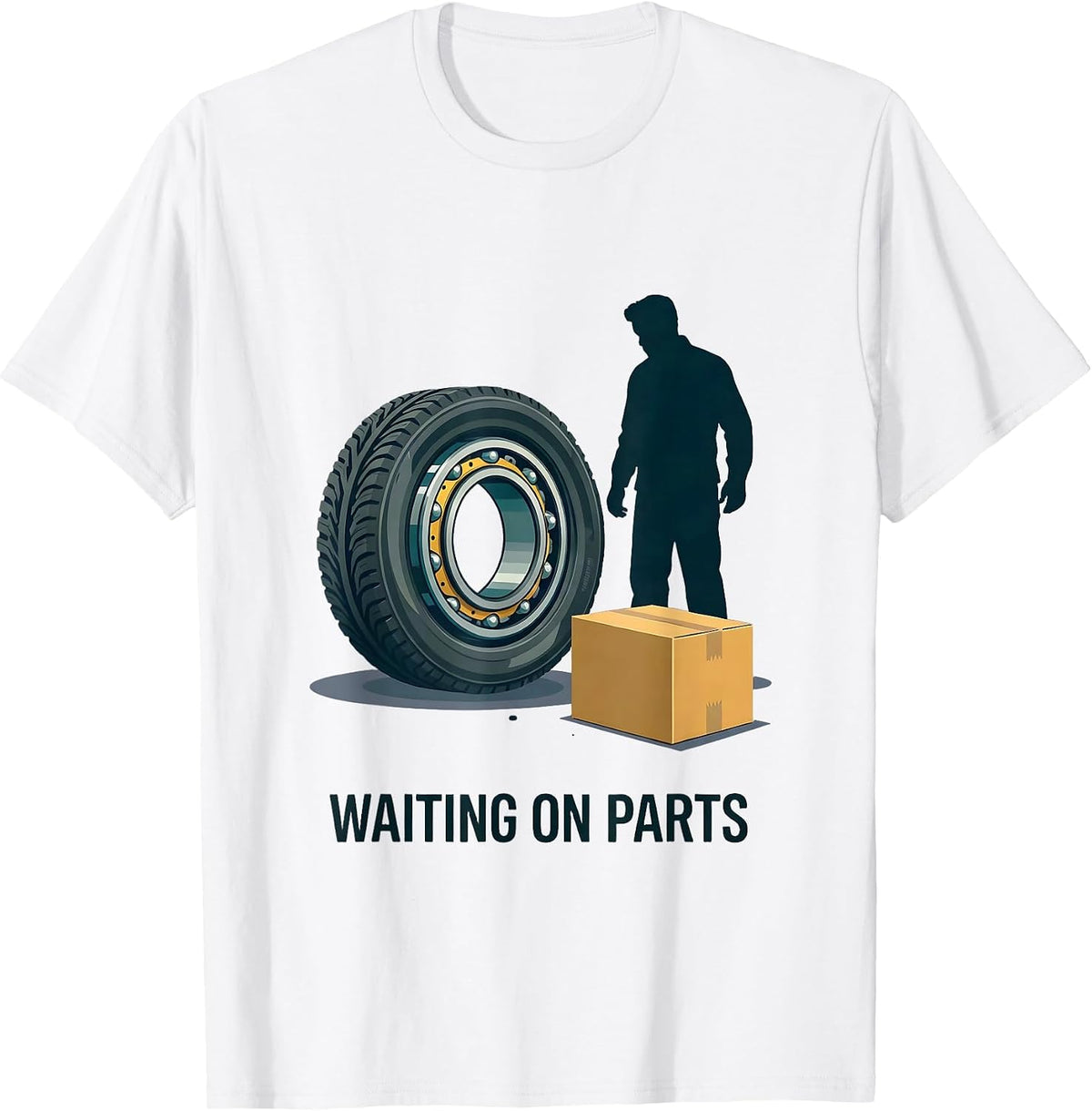 Men's Waiting On Parts Funny Mechanic Humor Auto Repair Technician T-Shirt - White