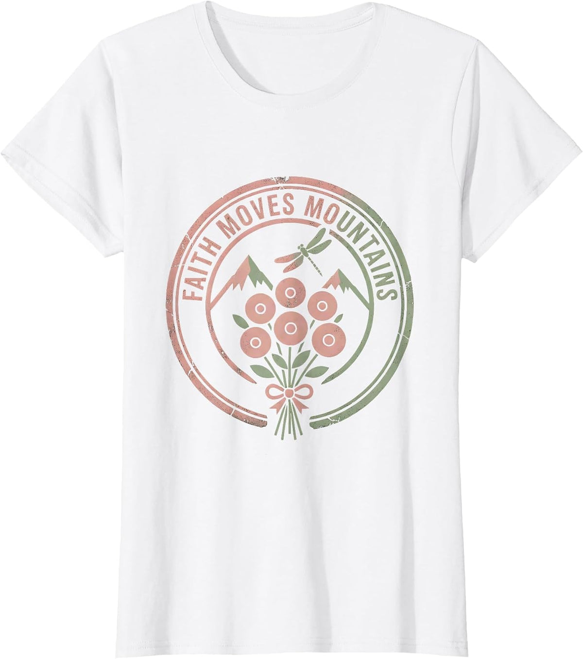 Women's Faith Over Fear Faith Moves Mountains Design T-Shirt - White