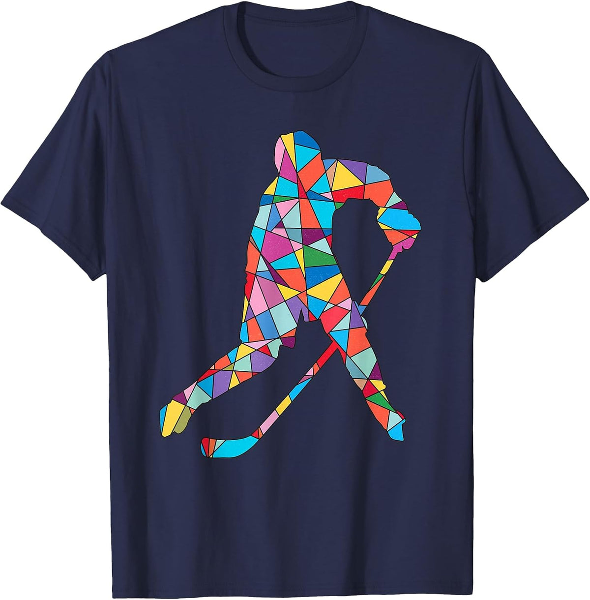 Hockey Player Sports Kids Men Boys Ice Hockey T-Shirt - Navy Blue