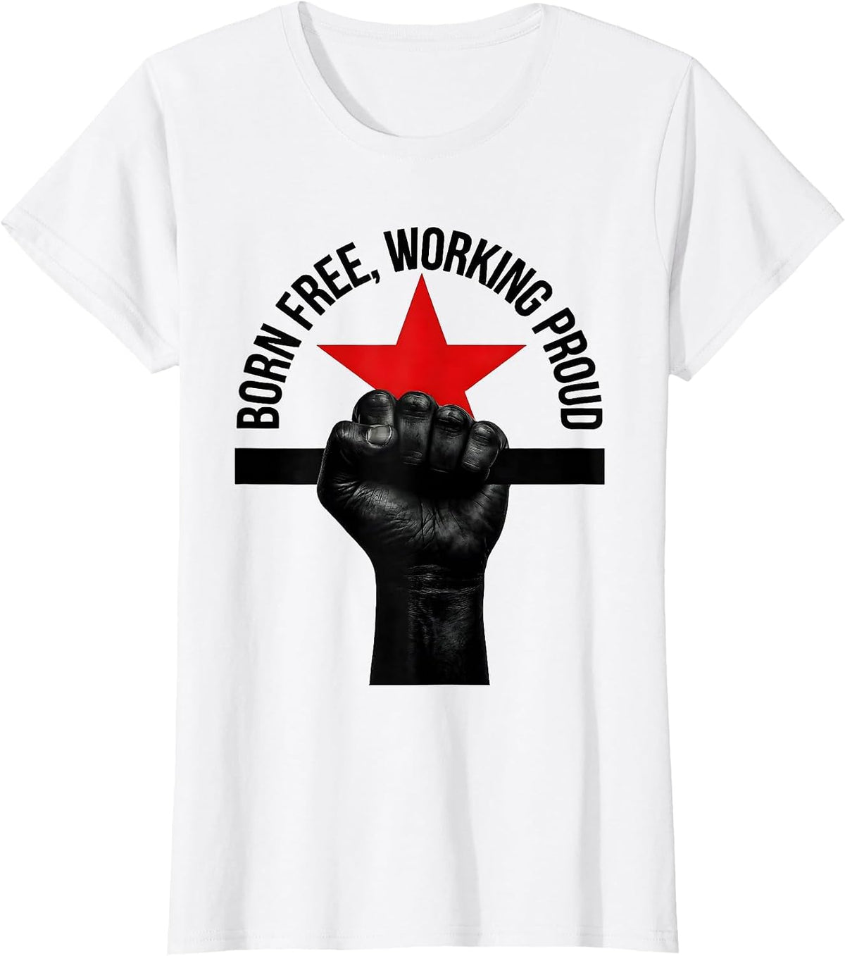 Women's Born Free Working Proud Stars Stripes Labor Day T-Shirt - White