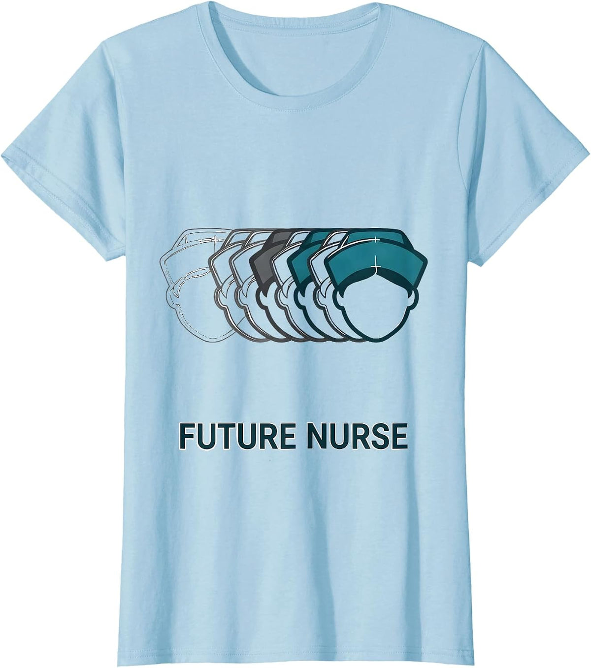 Women's Future Nurse Flat Graphic Nurse Cap Progression Nursing T-Shirt - Baby Blue