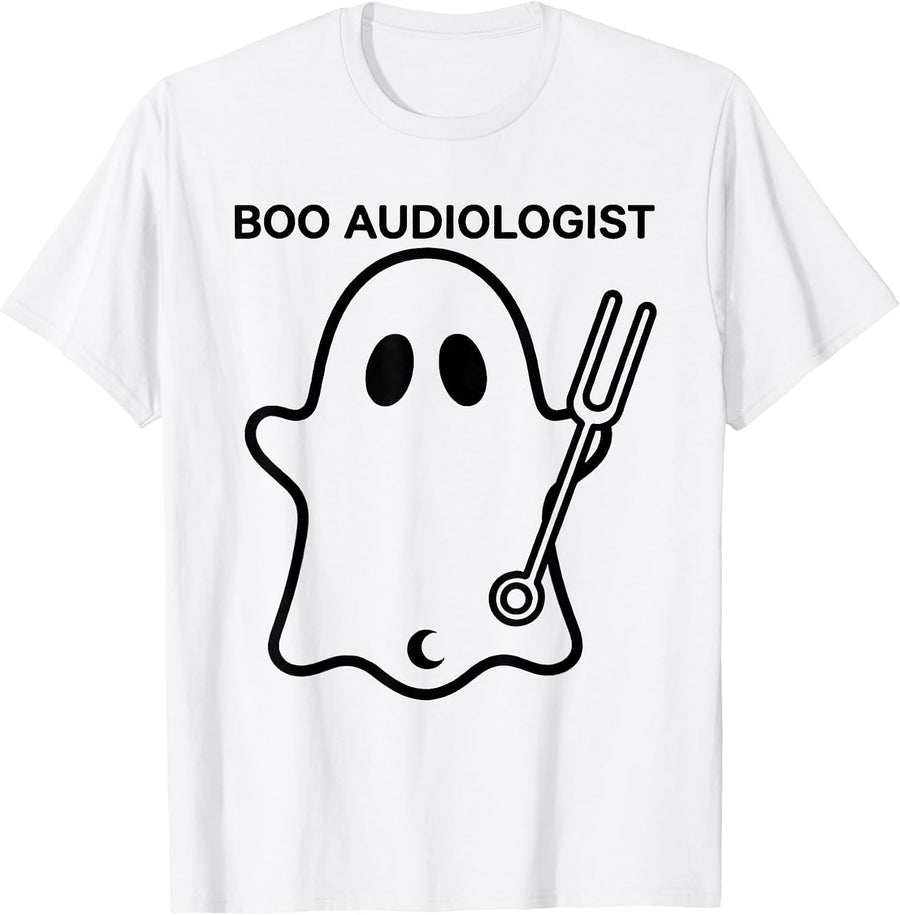 Men's Boo Audiologist Cute Ghost Halloween Audiology Humor T-Shirt - White