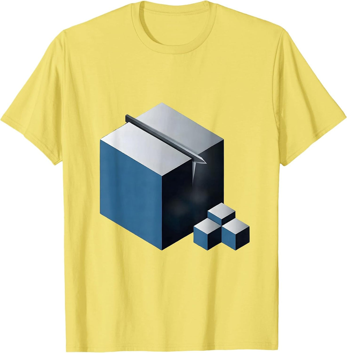 Men's Isometric Cube Element Symbol Nerdy Chemistry Humor T-Shirt - Lemon Yellow