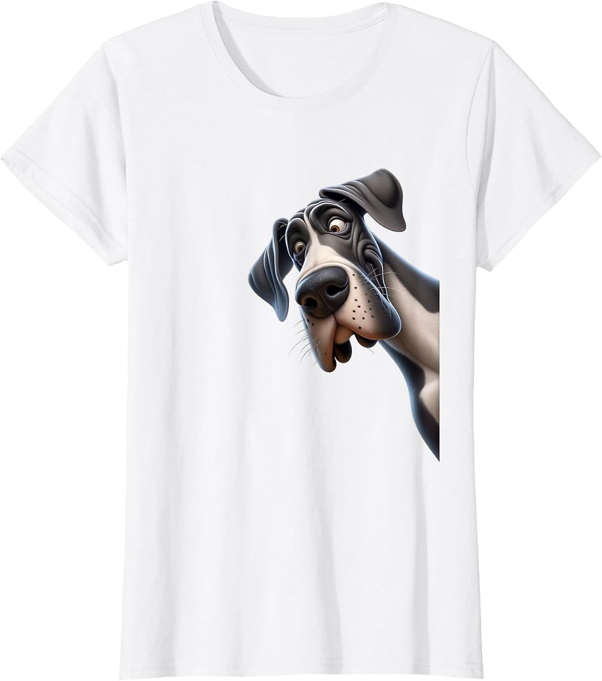 Goofy Giant Adorable Large Gentle Dog Lover Great Dane T-Shirt - White