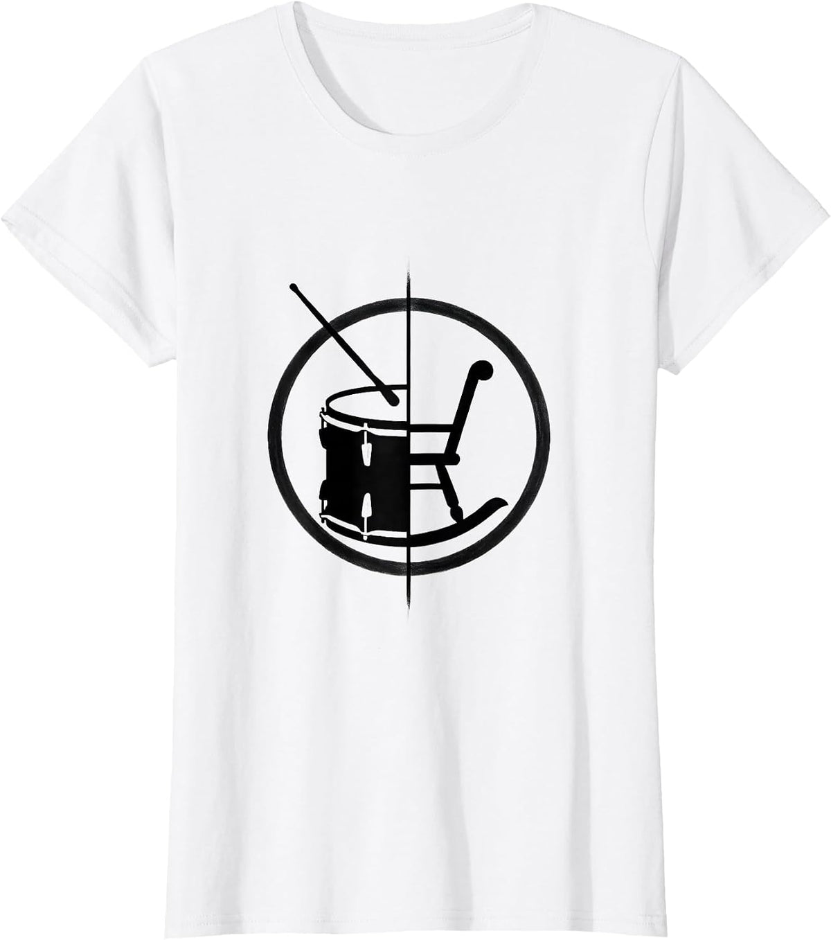 Women's Drummer Half Circle Minimalist Percussionist Humor T-Shirt - White