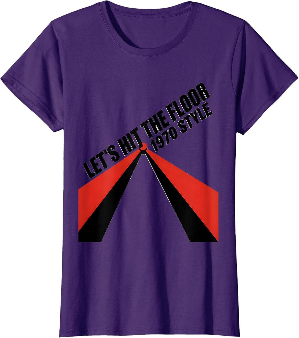 Women's Let's Hit The Floor, 1970 Style Retro Disco Party Costume T-Shirt - Purple
