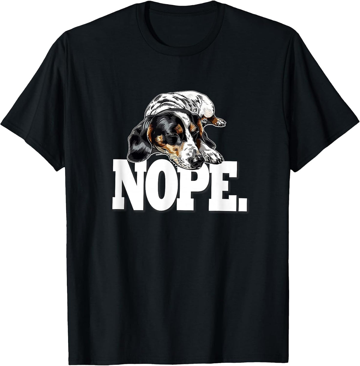Mens Womens Girls Funny Napping Nope Piebald Dachshund Lover T-Shirt - Black