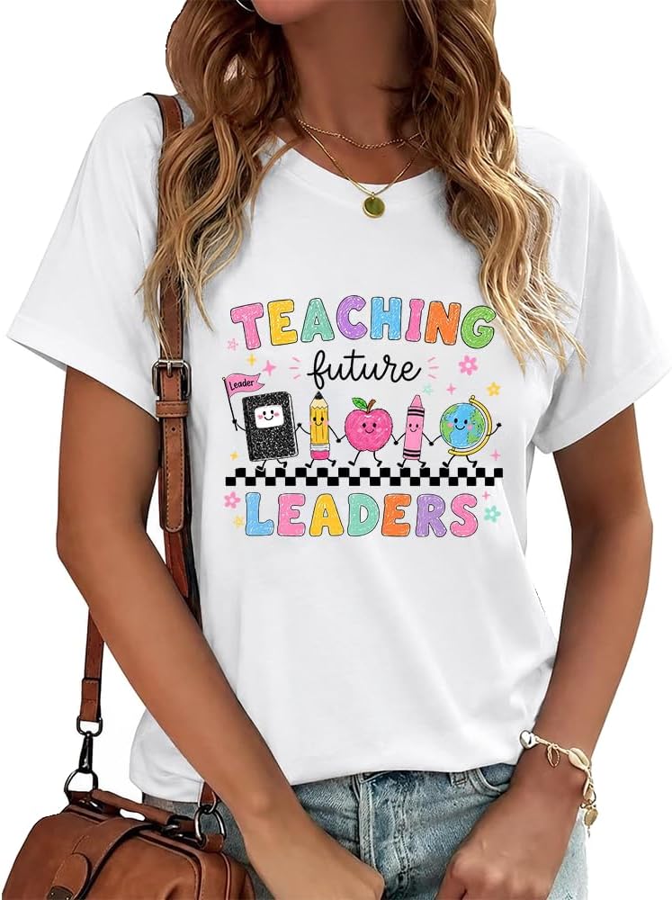 Teaching Future Leaders Teacher Shirt Back to School T-Shirt - White2