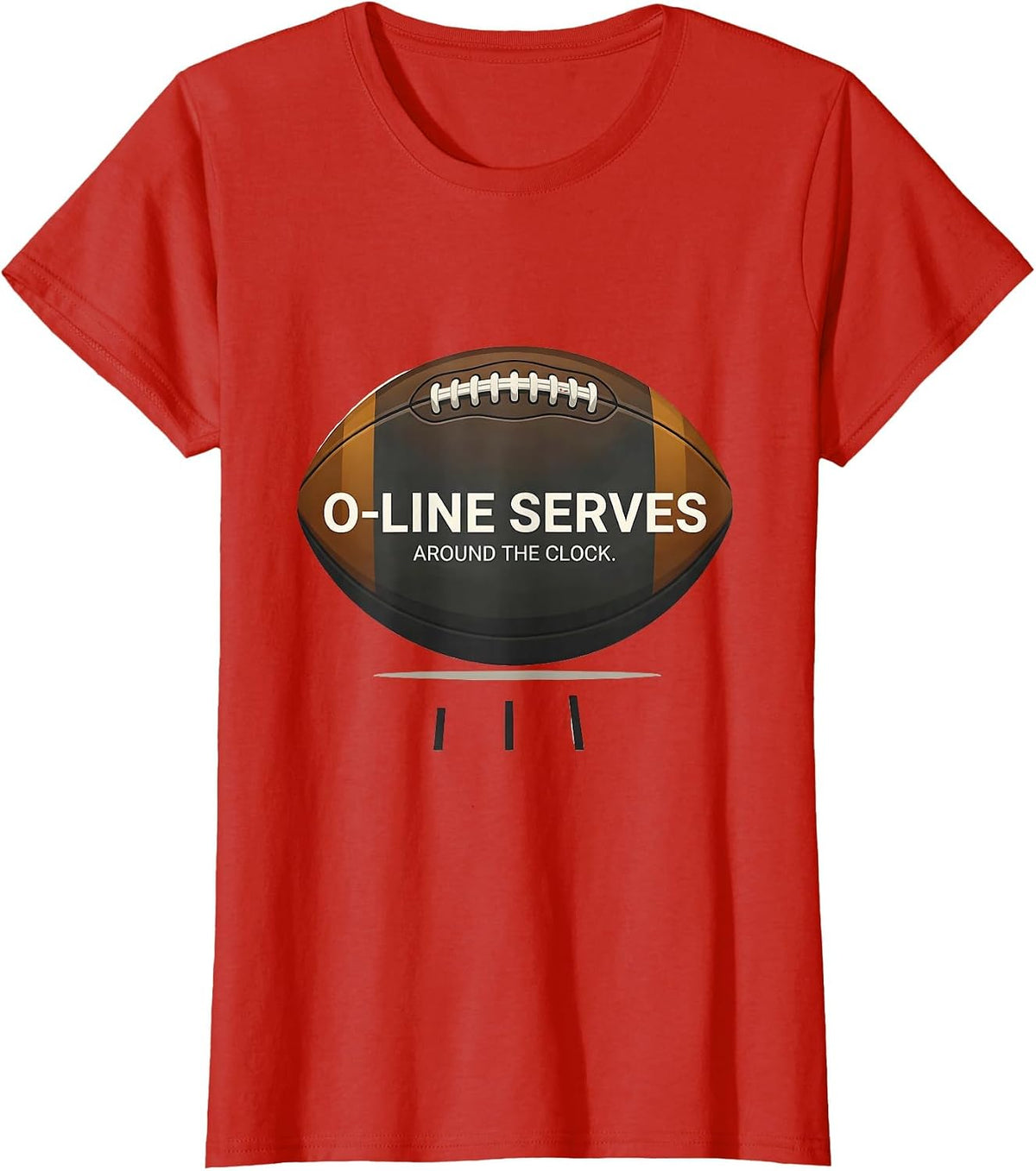 O-Line Serves Around The Clock Funny Football Lineman Parent T-Shirt - Red