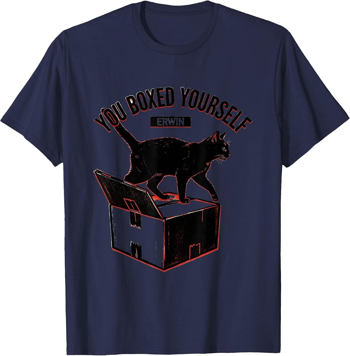 Men's You Boxed Yourself, Erwin Funny Science Teacher Quantum T-Shirt - Navy Blue
