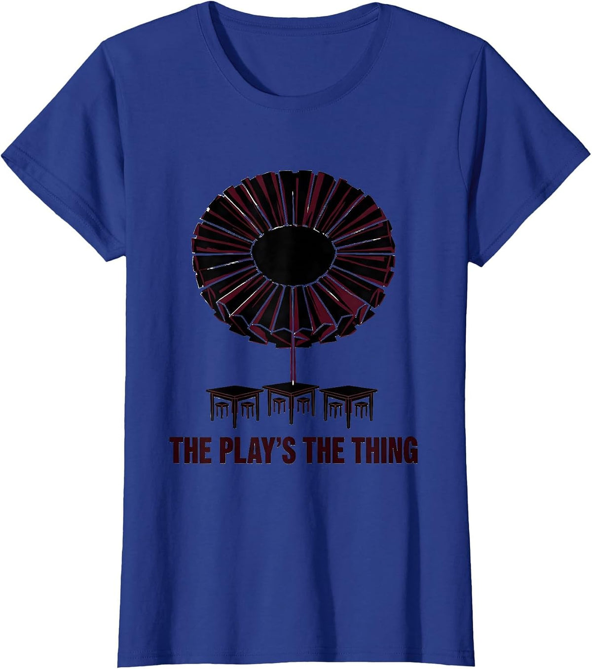 Women's The Play's The Thing Vintage Shakespeare Quote Literature T-Shirt - Royal Blue