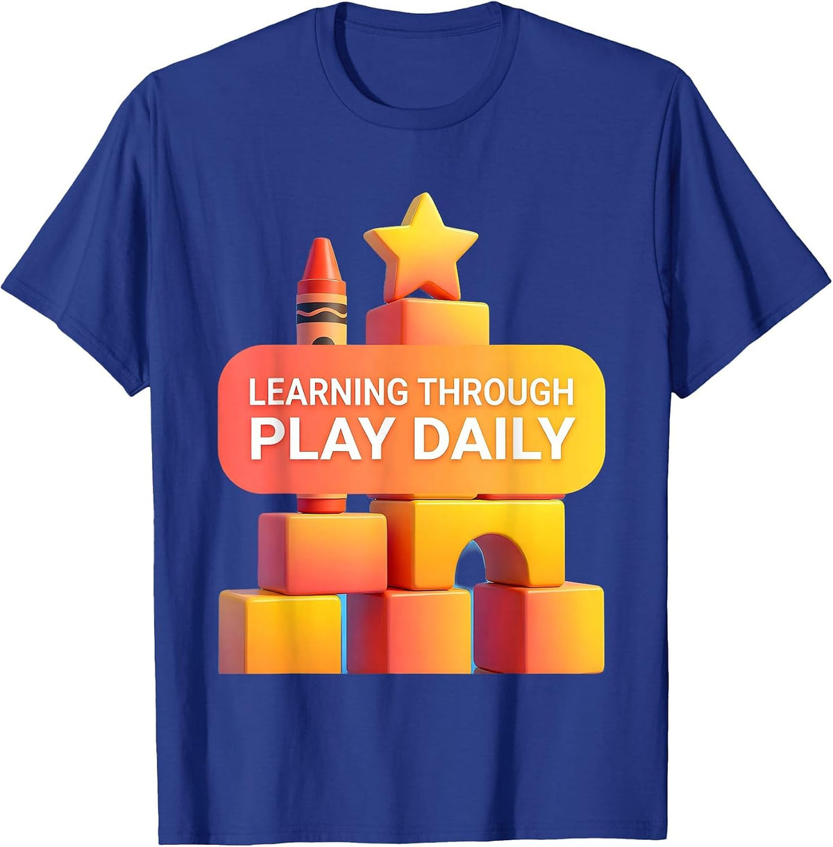 Learning Through Play Daily PreK Design T-Shirt - Royal Blue