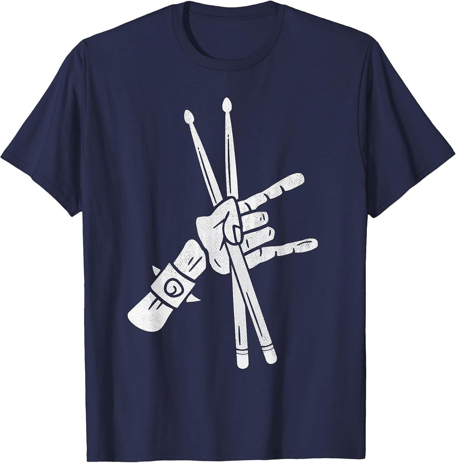 Drums Drummers Men Boys Drummer T-Shirt - Navy Blue
