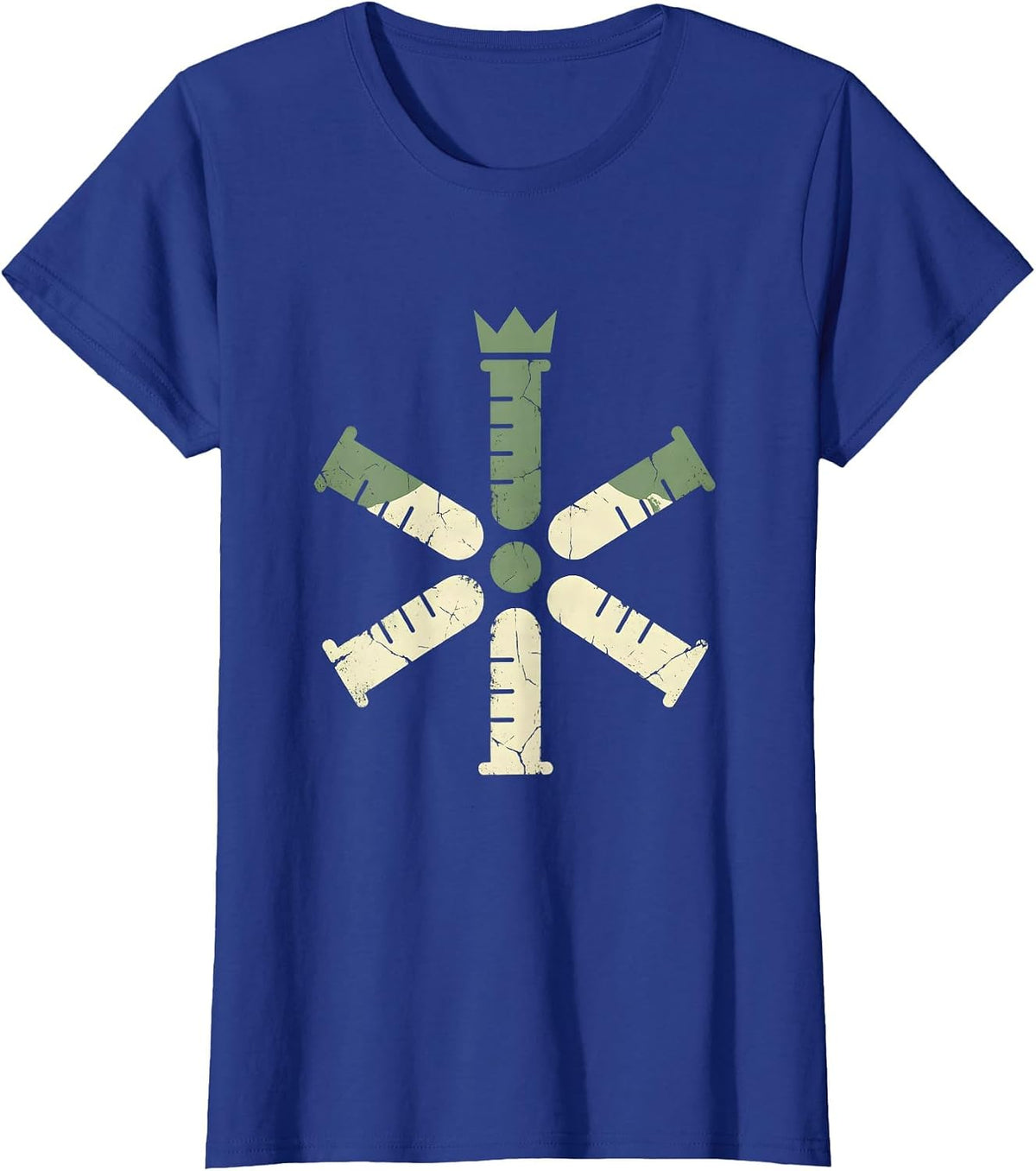 Women's Science Teacher Floral Graduated Cylinder Design T-Shirt - Royal Blue