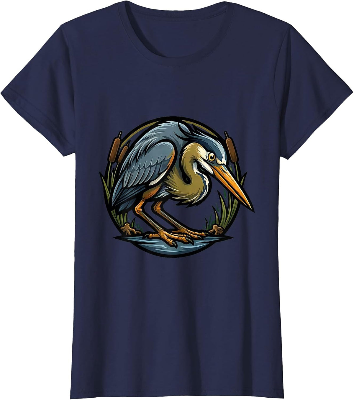 Women's Bottomland Camo River Bottom Misty Dawn Illustration T-Shirt - Navy Blue