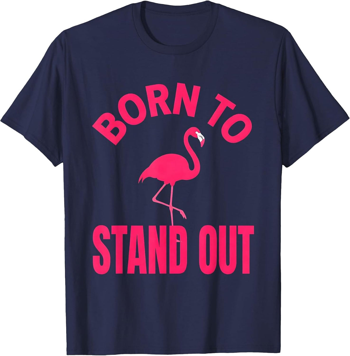 Men's Born to Stand Out Flamingo Graphic Design T-Shirt - Navy Blue