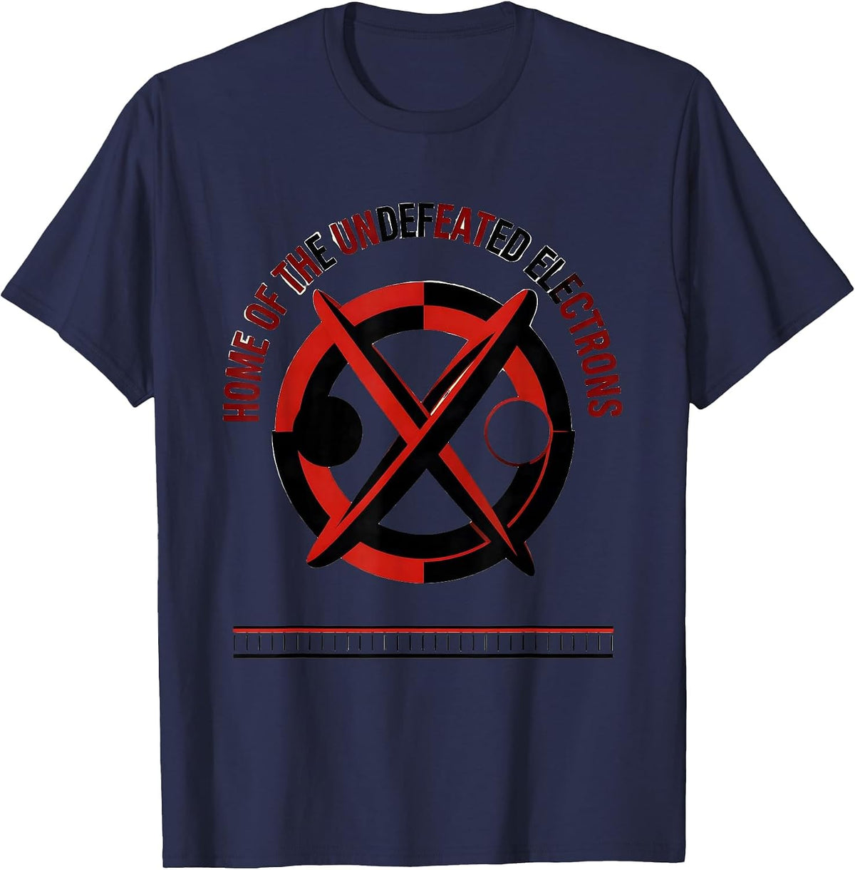 Home Of The Undefeated Electrons Quantum Physics Humor T-Shirt - Navy Blue