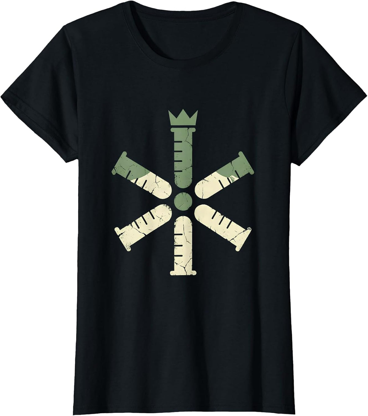 Women's Science Teacher Floral Graduated Cylinder Design T-Shirt - Black