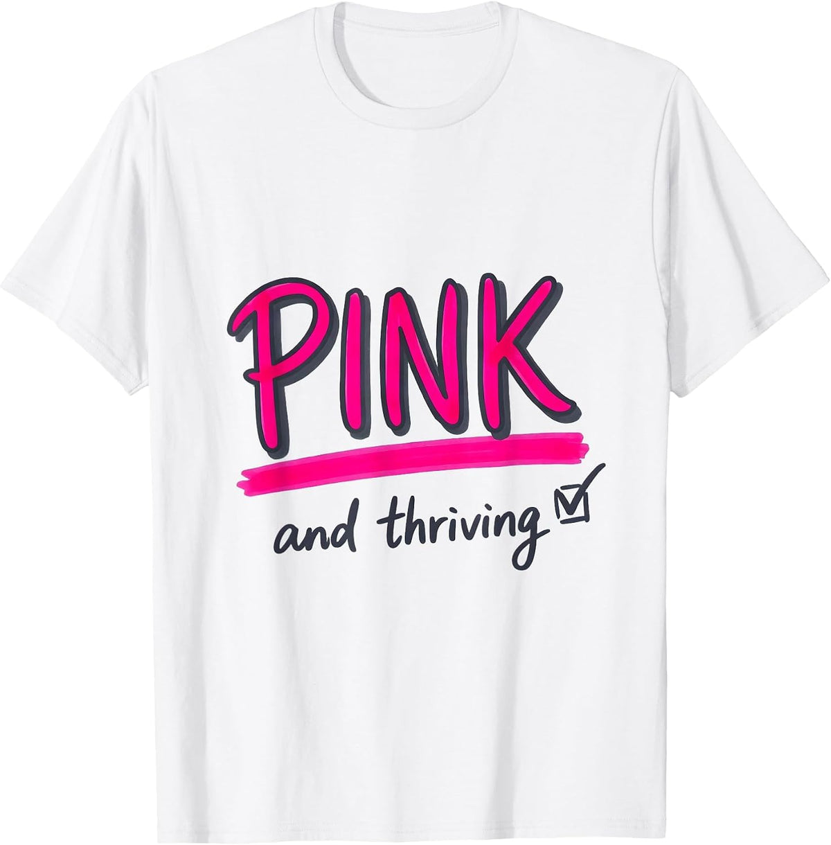 Men's Pink and Thriving Flamingo Graphic Design T-Shirt - White