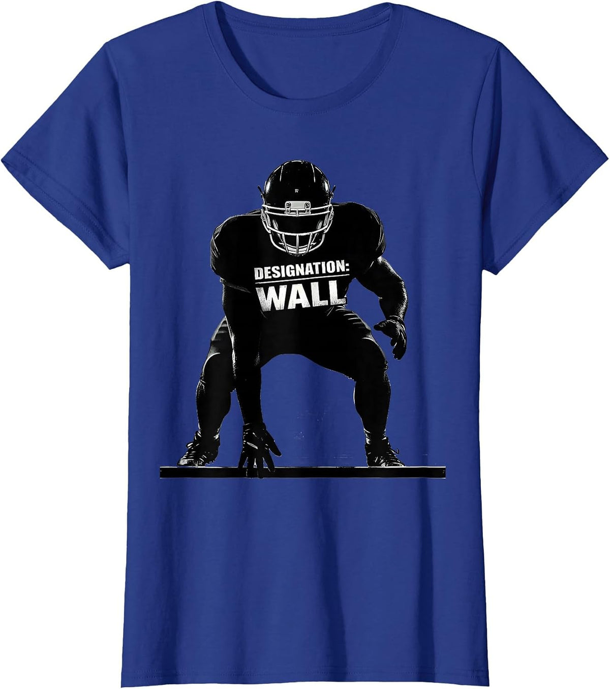 Women's Designation Wall Funny Football Lineman Tribute T-Shirt - Royal Blue